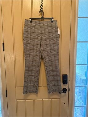 Time and Tru Houndstooth Plaid Pants in Black, White & Brown - Large Petite